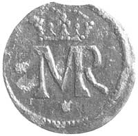 szeląg bez daty, Elbląg, Kurp. 1163 R2, Gum. 1987, moneta wybita z końcówki blachy, stara patyna