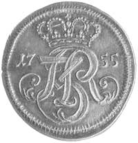 trojak w czystym srebrze 1755, Gdańsk, Kam. 936 R5, Merseb. 1802, piękna i okazowa moneta w gabine..