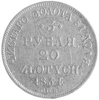 3 ruble = 20 złotych 1834, Petersburg, Plage 299, Fr. 111, złoto, 3,88 g
