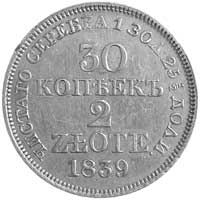30 kopiejek = 2 złote 1839, Warszawa, Plage 378, drobne rysy w tle