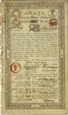 akcja na 100 złotych Tow. Wyrobów Zbożowych wystawiona 1.07.1825 na nazwisko Jakóba Maryjańskiego