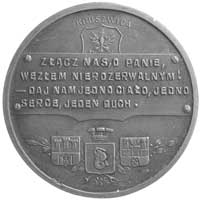 medal autorstwa W. Wiśniewskiego 1917 r.- Kruszwica symbol łączności ziem polskich, Aw: Uskrzydlon..