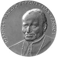 papież Jan Paweł II- medal autorstwa R. Vistoli 1978 r., Aw: Popiersie trzy czwarte w lewo i napis..