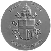 papież Jan Paweł II- medal autorstwa R. Vistoli 1978 r., Aw: Popiersie trzy czwarte w lewo i napis..