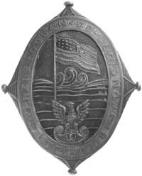 oficerska odznaka Przez Ocean do Legionów wykonana w białym metalu ciemno oksydowanym i pokryta cz..