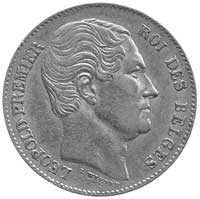 Leopold I 1831- 1865, 20 franków 1865, Aw: Głowa, Rw: Nominał i data w wieńcu, Fr. 7, złoto 6.43 g