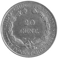 20 centów 1893, Aw: Siedząca Wolność, Rw: W wieńcu nominał, rzadka moneta, w katalogu Krause/Mishl..