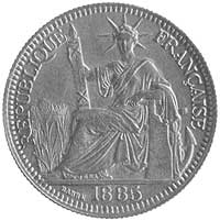 10 centów 1885, Aw: Siedząca Wolność, Rw: W wieńcu nominał, wyceniona w katalogu j.w. w stanie XF ..