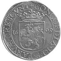rijksdaalder 1609, Holandia, Aw: Rycerz z mieczem i tarczą, Rw: Ukoronowana tarcza herbowa i data ..