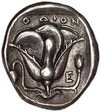 Karia- Rodos, didrachma, Aw: Głowa Heliosa trzy 