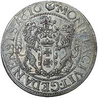 ort 1610, Gdańsk, odmiana z kropką za łapą niedźwiedzia, Kurp. 2234 R5, Gum. 1382, rzadka moneta w..