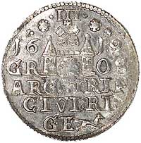 trojak 1619, Ryga, Kurp. 2533 R3, Gum. 1457, ładna i rzadka moneta