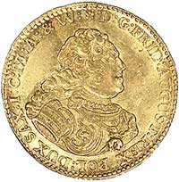 dukat 1745, Drezno, Merseb. 1707, Fr. 2845, złoto, 3.50 g, ładny połysk menniczy, rzadki