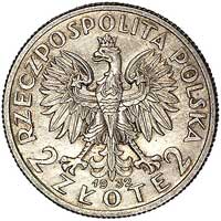 2 złote 1932, Głowa Kobiety, wklęsły napis PRÓBA, moneta nieopisana w katalogu Parchimowicza, nakł..