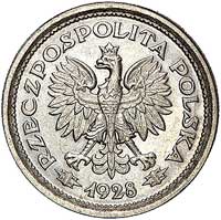 1 złoty 1928, Nominał w wieńcu z liści dębowych, Parchimowicz P-126 a, wybito 35 sztuk, nikiel, 6...