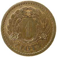 1 złoty 1928, Nominał w wieńcu z kłosów zboża, Parchimowicz P-125 b, wybito 8 sztuk, tombak, 5.72 ..