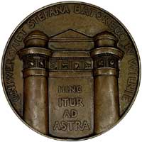 350-lecie Uniwersytetu Wileńskiego- medal wybity w 1929 r., Aw: Dwa popiersia w prawo i napis w ot..