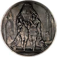 I rocznica śmierci J. Piłsudskiego- medal autorstwa St. K. Ostrowskiego 1936 r., Aw: Leżąca głowa ..