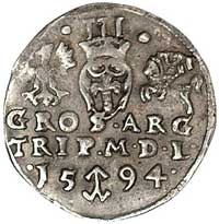 trojak 1594, Wilno, odmiana z kropkami po bokach III, Kurp. 2133 R1, Gum. 1335
