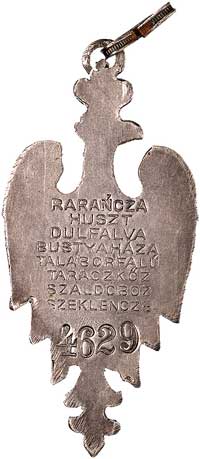 żołnierska odznaka pamiątkowa Rarańcza-Huszt 1918, wykonana z blachy srebrnej, Orzeł polski, na pi..