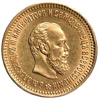 5 rubli 1886, Petersburg, Uzdenikow 292, Fr. 151, złoto, 6,41 g