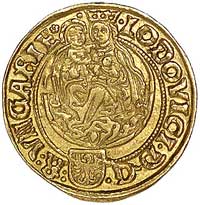 Ludwik II 1516-1526, goldgulden 1520, Hermannstadt, Aw: Święty Ładysław i napis wokoło, Rw: Madonn..