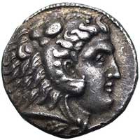 MACEDONIA- Aleksander III 336-323 pne, tetradrachma, mennica Byblos. Aw: Głowa młodego Heraklesa w..