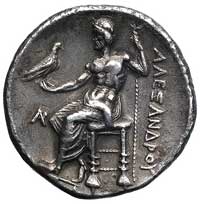 MACEDONIA- Aleksander III 336-323 pne, tetradrachma, mennica Byblos. Aw: Głowa młodego Heraklesa w..