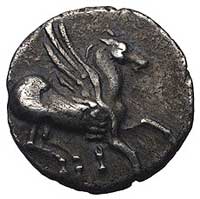 KORYNTIA- Korynt, drachma IV w pne, Aw: Pegaz lecący w prawo, Rw: Głowa nimfy Peirene w lewo, Szai..