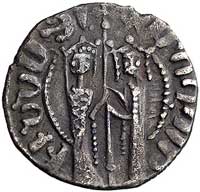 Hetoum I 1226-1270, tram, Aw: Stojący król Hetoum i królowa Zabel, napis, Rw: Lew z krzyżem w praw..