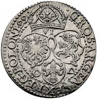 szóstak 1599, Malbork, odmiana z dużą głową króla, Kurp. 1435 R4, Gum. 1153, rzadki