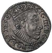 trojak 1588, Olkusz, odmiana z popiersiem króla jak na trojakach z tarczą 4-polową, ale na rewersi..