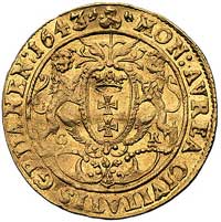 dukat 1643, Gdańsk, podobny H-Cz. 1842 R2, ale inna interpunkcja, Fr. 15, T. 25, złoto, 3.50 g