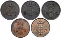 komplet monet 1 fenigowych, Berlin, Parchimowicz 53 a-e, razem 5 sztuk