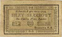 4 złote polskie 4.09.1794, seria 1-S, Pick A11, Miłczak A11a