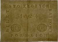 papier do druku banknotu 100 złotowego z 1824 roku, Pick A18, Miłczak A18a, bardzo rzadki