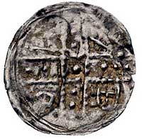 denar 1185/1190-1201, Aw: Dwie postacie z chorągwią, Rw: Krzyż dwunitkowy i napis BOLI, Str. 174cd..