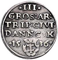 trojak 1536, Gdańsk, odmiana z napisami PRVSS / DANNC3K, Kurp. 498 R1, Gum. 569