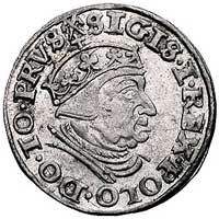 trojak 1540, Gdańsk, korona królewska z krzyżykiem, napis PRVS, Kurp. 524 R1, Gum. 573, ładny egze..