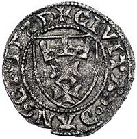 szeląg 1525, Gdańsk, typ gotycki, Kurp. 399 R3, Gum. 545, rzadka i ładnie zachowana moneta, patyna