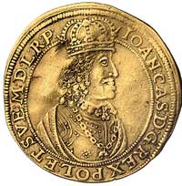 6 dukatów (donatywa) 1659, Toruń, Aw: Popiersie króla i napis wokoło IOAN CAS D G REX POL ET SVE M..