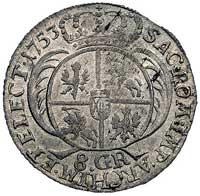 dwuzłotówka (8 groszy) 1753, efraimek - mennica nieznana, odmiana bez liter E-C, Kam. 842 R1, Mers..