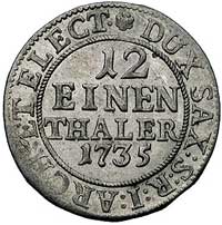 1/ 12 talara 1735, Drezno, Kam. 1256, Merseb. 1760, bardzo ładnie zachowana moneta