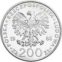 200 złotych 1986, Szwajcaria, Jan Paweł II, Parchimowicz 316.a, wybito 32 sztuki, rzadkie