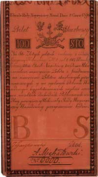 100 złotych 8.06.1794, seria A nr 6000, Miłczak A5, Pick A5