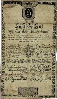 5 guldenów (pięć ryńskich) 1.08.1806, Pick A38, banknot obiegowy w Galicji