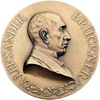 Aleksander Brückner- medal autorstwa Piotra Wojtowicza 1931 r., Aw: Popiersie w prawo i napis w ot..