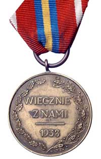 medal \Za Zajęcie Śląska Cieszyńskiego 1938, medal zatwierdzony przez Rząd Polski w 1938 roku dla ..