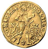 dukat 1593, Praga, Aw: Postać cesarza, napis w otoku, Rw: Orzeł cesarski, napis w otoku, Fr. 57, z..