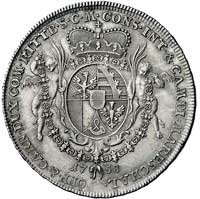 talar 1758, Aw: Popiersie, napis w otoku, Rw: Tarcza herbowa, napis w otoku, Dav. 1579
